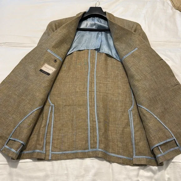 Men's lightweight Brown/blue silkBlazer